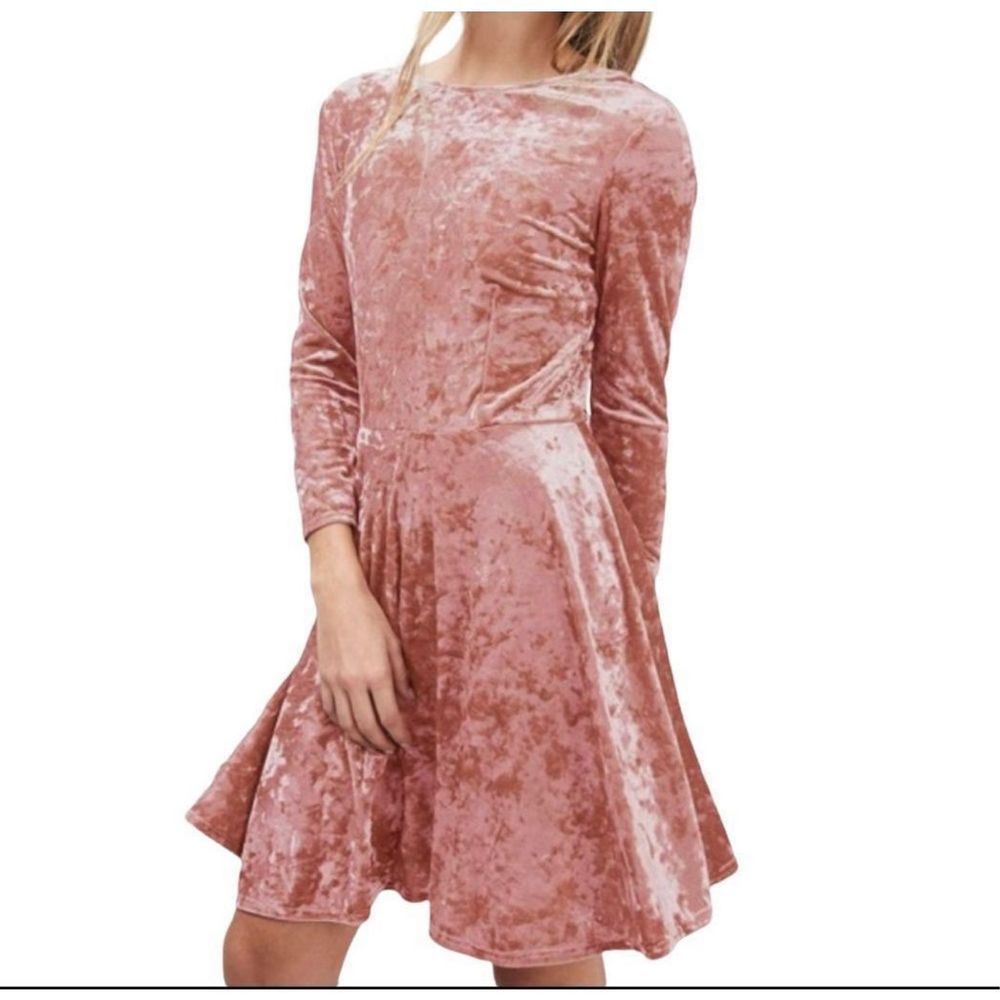Topshop Pink Velvet Mini Dress